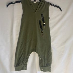 One piece pant outfit with hood